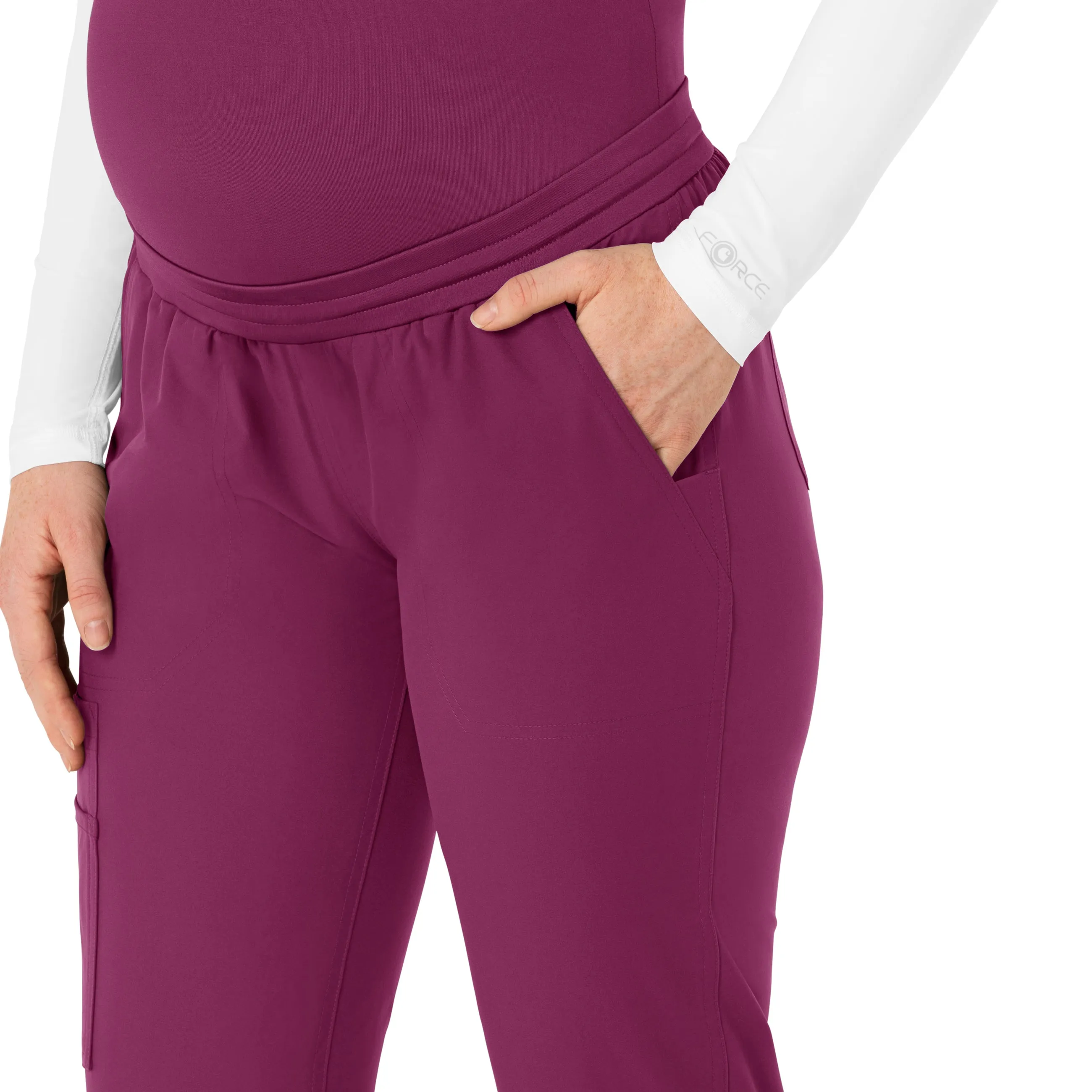 Force Essentials C54113 Maternity Jogger Scrub Pants Wine