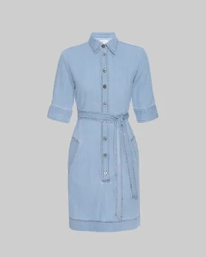FRAME | Belted Denim Shirt Dress | Calabria