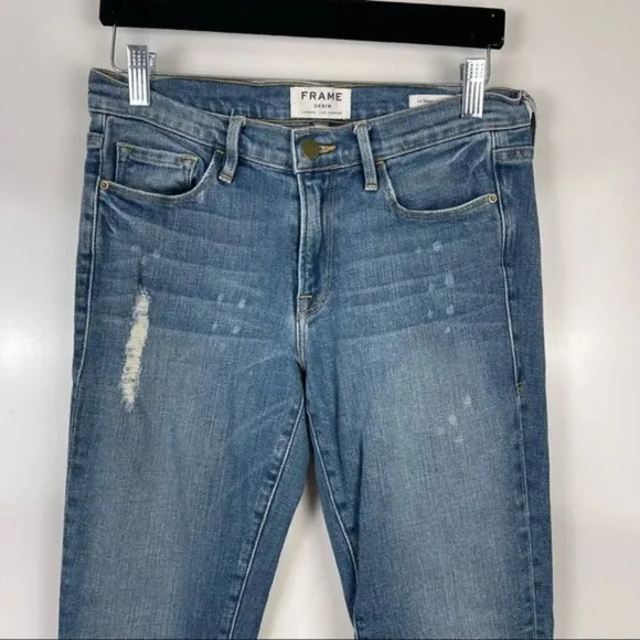 Frame Denim Le Skinny de Jeanne Distressed Mid Rise Skinny Jeans Size 27