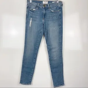 Frame Denim Le Skinny de Jeanne Distressed Mid Rise Skinny Jeans Size 27