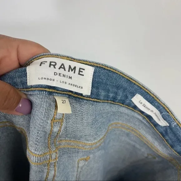 Frame Denim Le Skinny de Jeanne Distressed Mid Rise Skinny Jeans Size 27