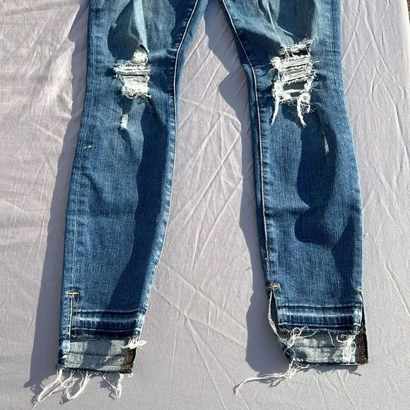 FRAME | Le High Skinny Distressed Raw Hem Jeans size 24 C19