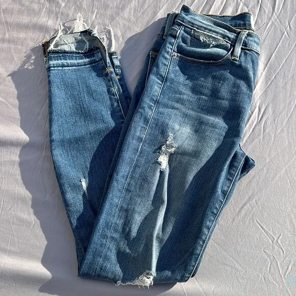 FRAME | Le High Skinny Distressed Raw Hem Jeans size 24 C19