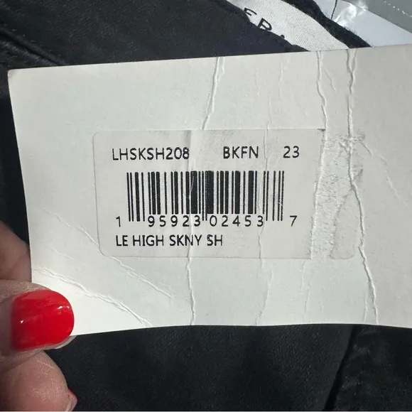 FRAME Le High Skinny Ripped Raw Hem Ankle Jeans in Black - 23  NWT