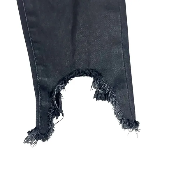 FRAME Le High Skinny Ripped Raw Hem Ankle Jeans in Black - 23  NWT