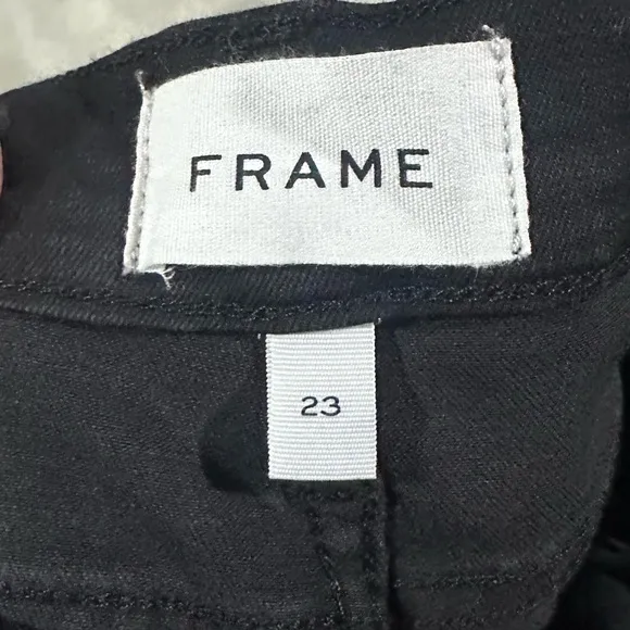 FRAME Le High Skinny Ripped Raw Hem Ankle Jeans in Black - 23  NWT