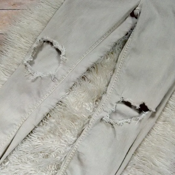 Free People | ‘Busted Knee’ Tan Skinny Jeans