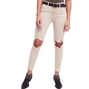 Free People | ‘Busted Knee’ Tan Skinny Jeans