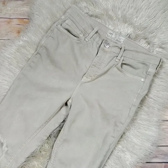 Free People | ‘Busted Knee’ Tan Skinny Jeans