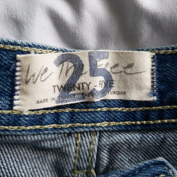 Free People Womens Maggie Mid Rise Straight Jeans Size 25 Sequoia Blue Raw Hem