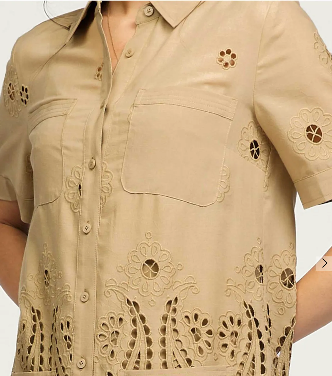 Front Pocket Eyelet Mini Dress