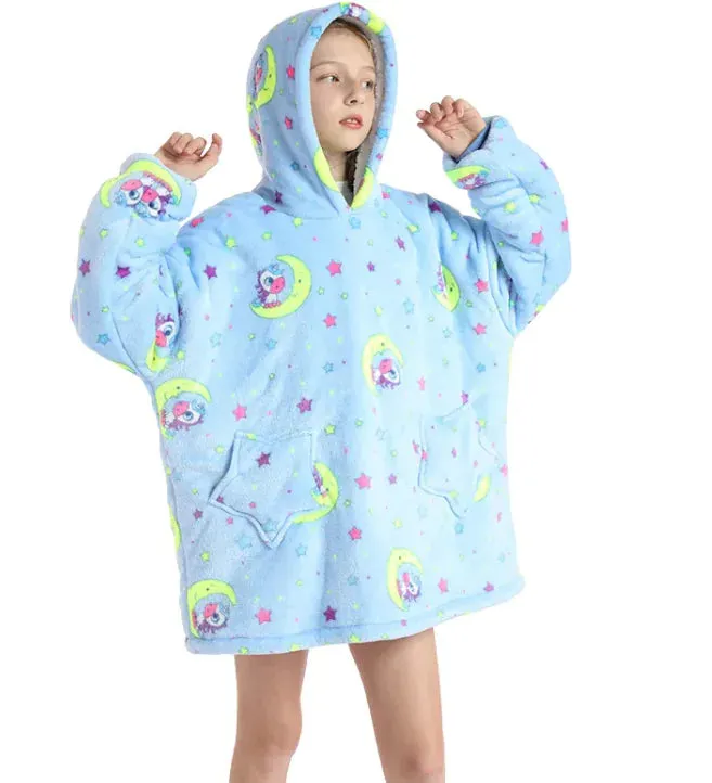 Girl's Colorful Galaxy Themed Tie Dye Hooded Sweater Dress