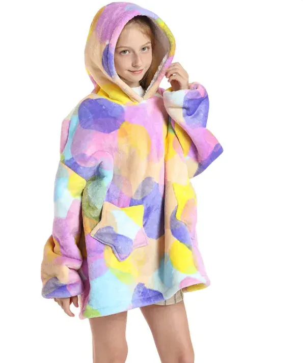Girl's Colorful Galaxy Themed Tie Dye Hooded Sweater Dress