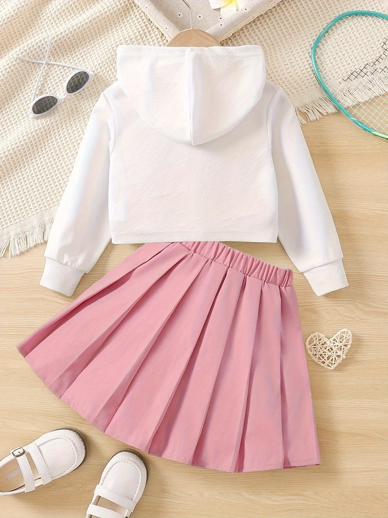 Girls Set, Long Sleeve Short Hoodie Top   Skirt, FS