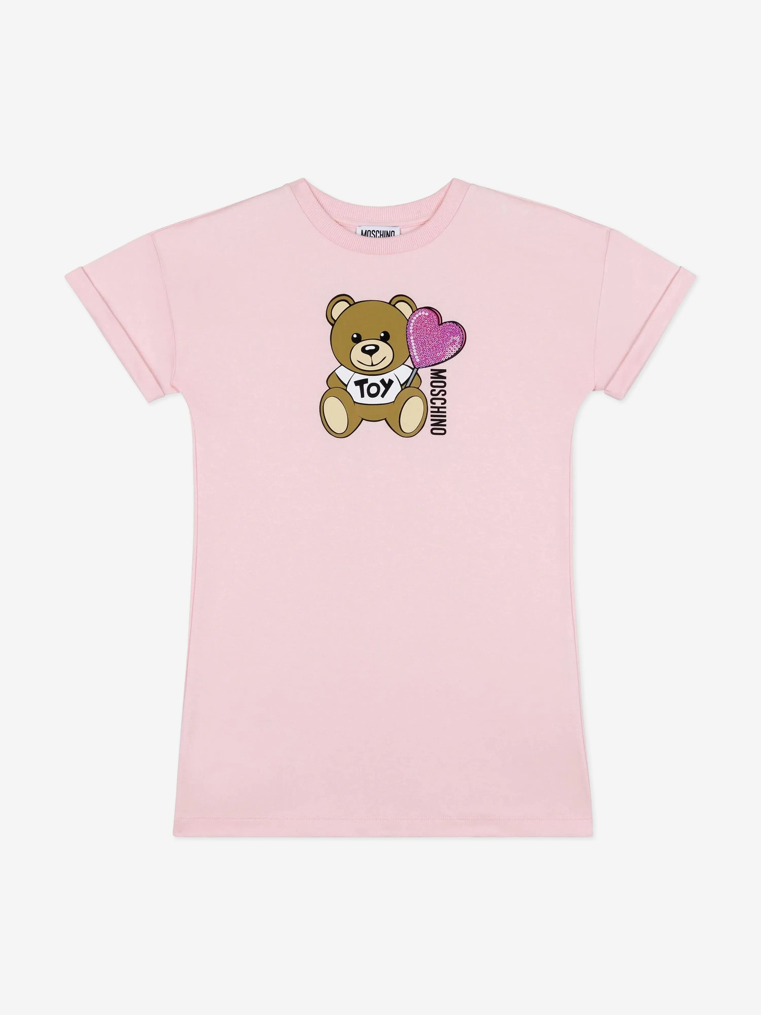 Girls Teddy Bear Logo Dress in Pink