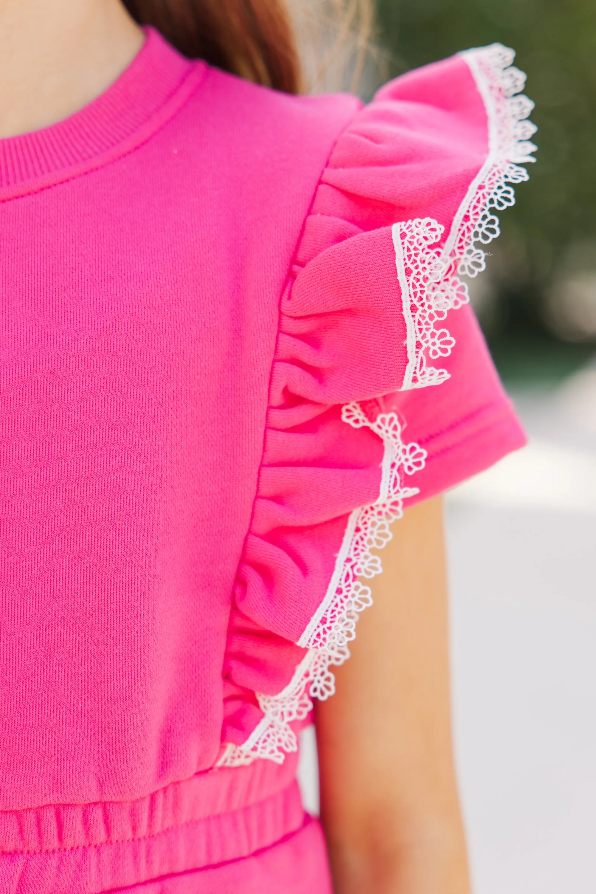 Girls: The Maisie Fuchsia Pink Sweatshirt Dress