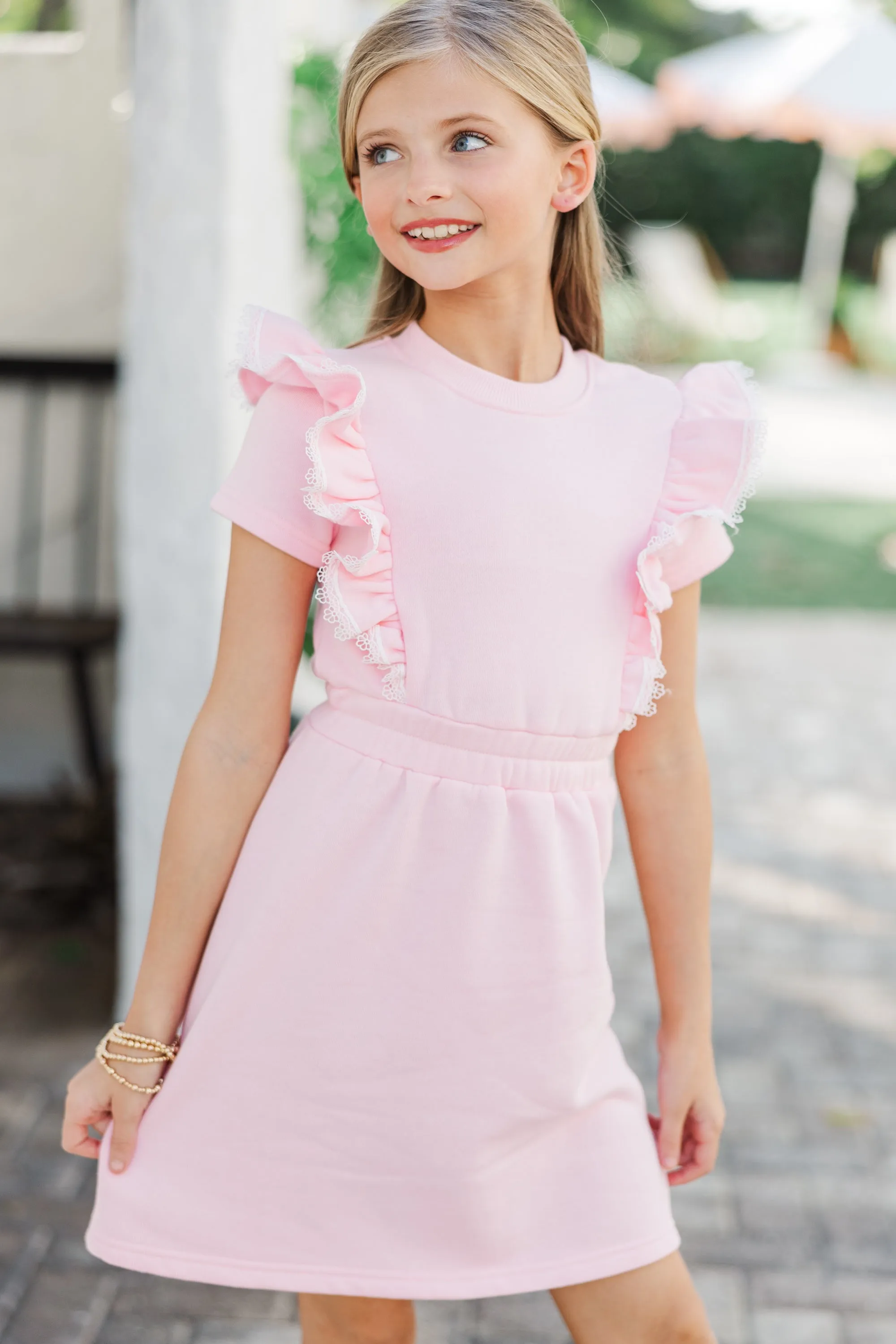 Girls: The Maisie Pink Sweatshirt Dress