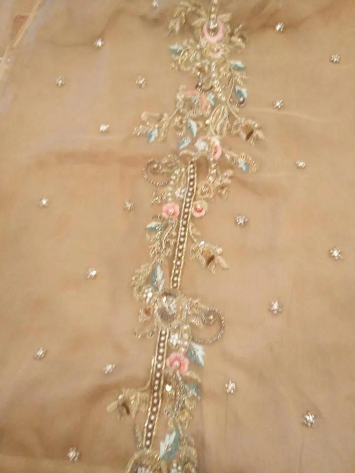 Golden Gharara Shirt with Gharara Work With Mughleai Theme