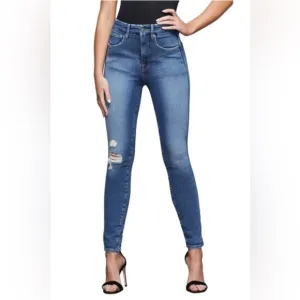 Good American Good Curve Distressed Skinny Leg High rise jeans size 14 / 32