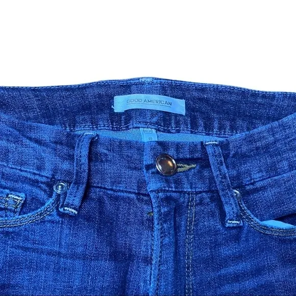 Good American Good Legs Destructed Skinny Jeans GAGLRE899,Blue Size 24 (00)