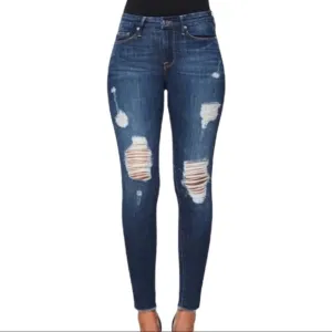 Good American Good Legs Destructed Skinny Jeans GAGLRE899,Blue Size 24 (00)