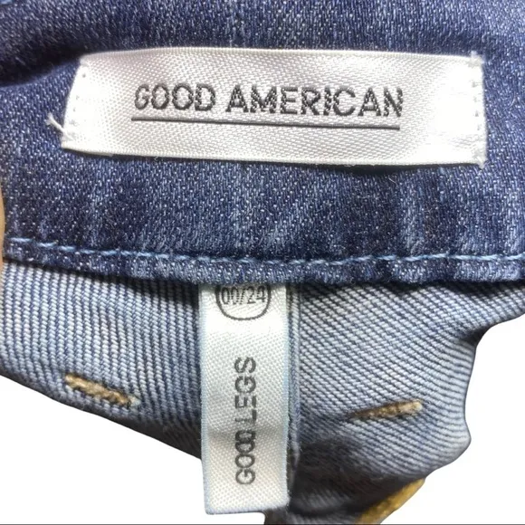 Good American Good Legs Destructed Skinny Jeans GAGLRE899,Blue Size 24 (00)