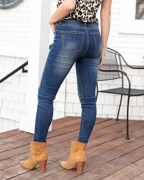 Grace & Lace Repurposed Denim Lightly Distressed
