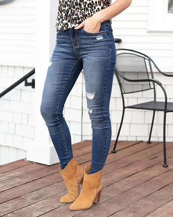 Grace & Lace Repurposed Denim Lightly Distressed