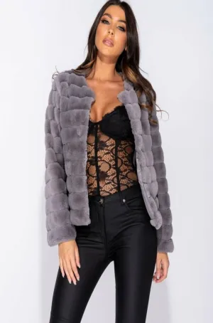 Grey Faux Fur Jacket