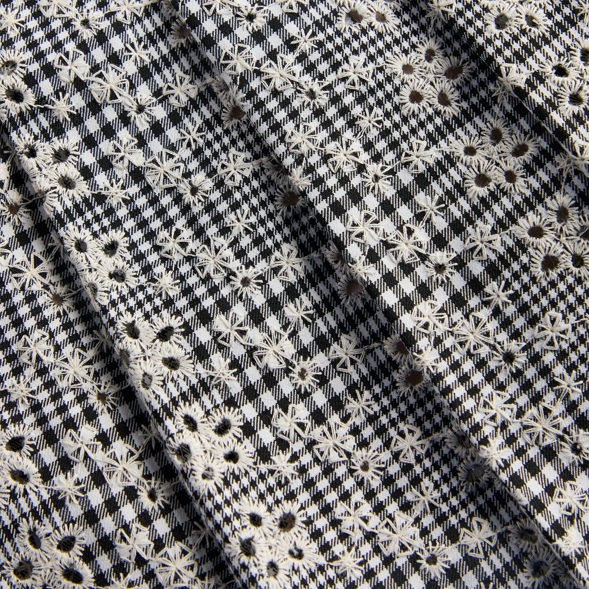 GUIZIO Floriane Gingham Mini Skirt with Shorts - Black / White