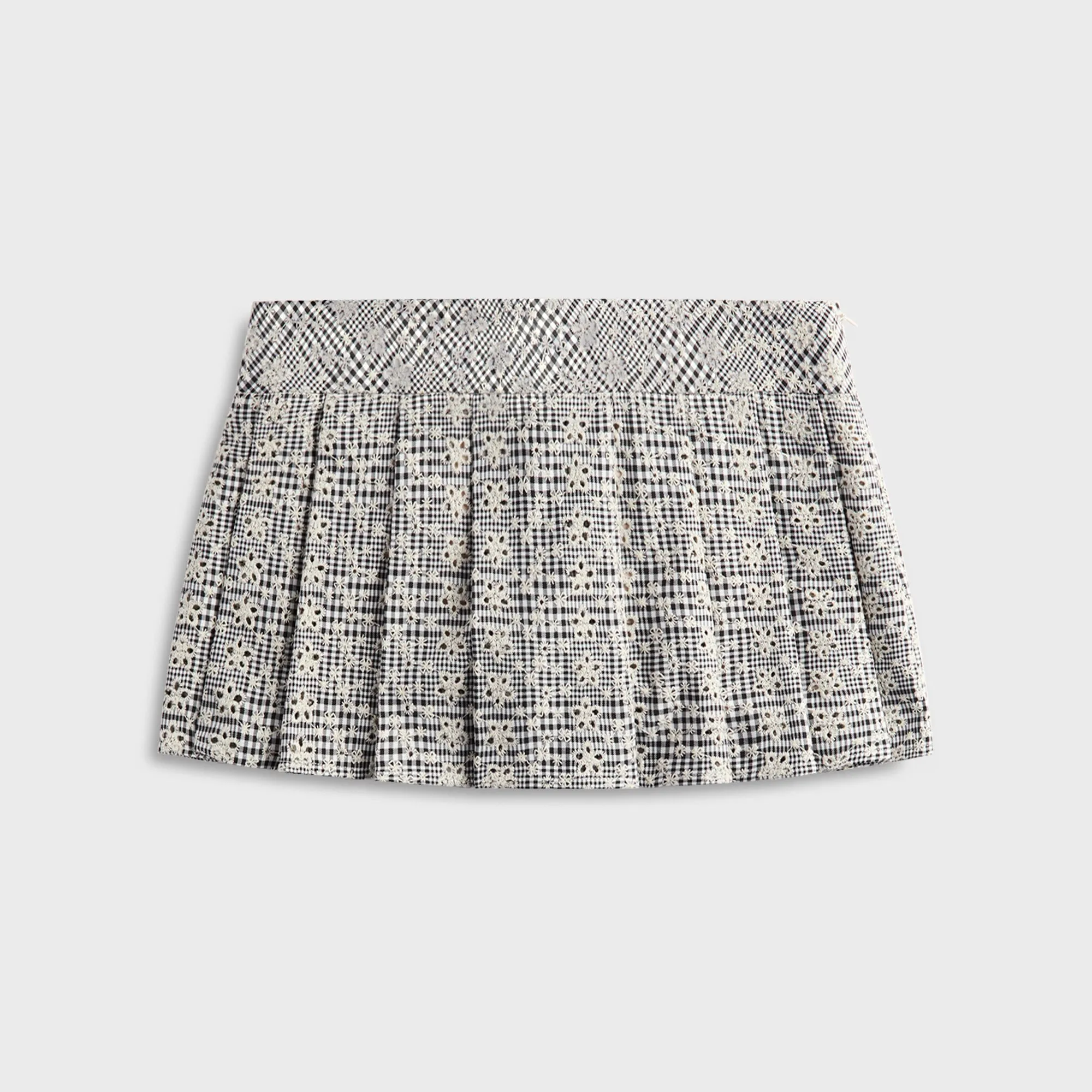 GUIZIO Floriane Gingham Mini Skirt with Shorts - Black / White