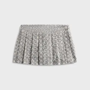 GUIZIO Floriane Gingham Mini Skirt with Shorts - Black / White