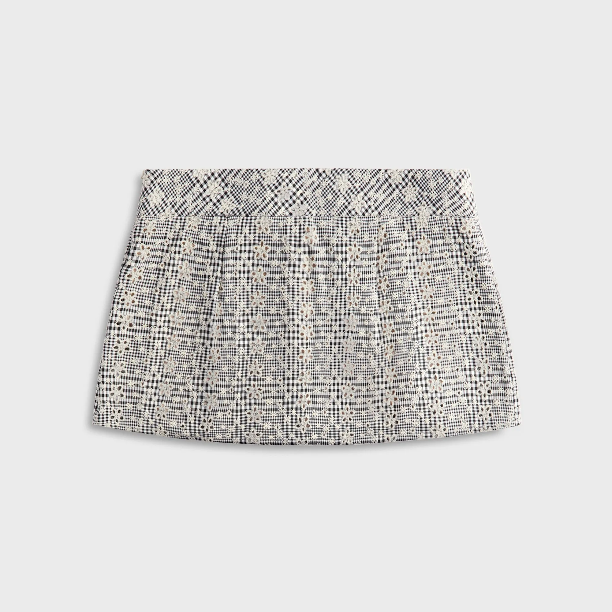 GUIZIO Floriane Gingham Mini Skirt with Shorts - Black / White
