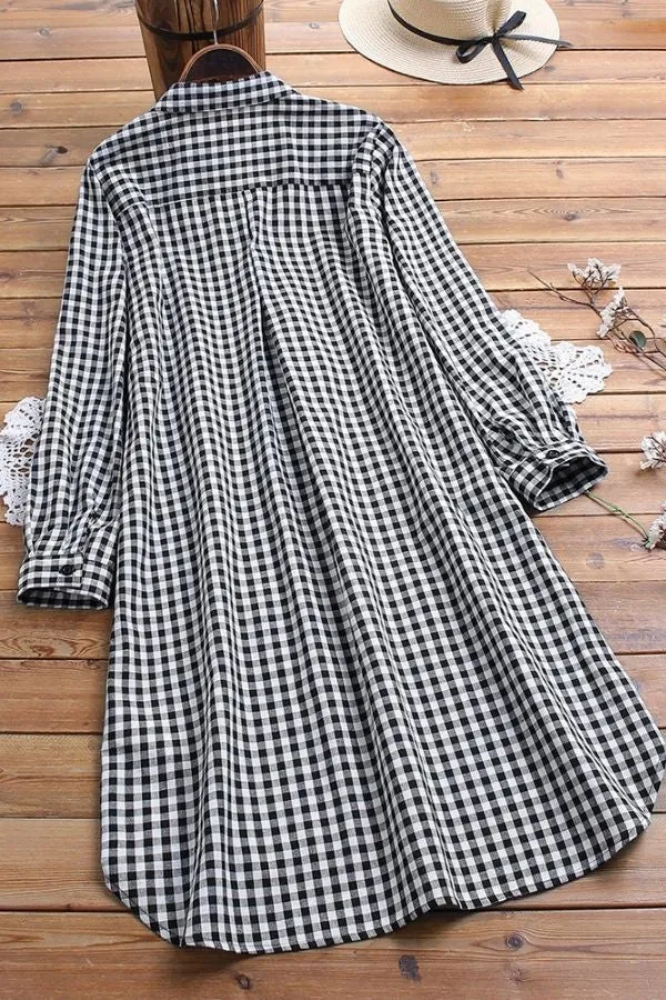 Half Sleeve Shirt Collar Midi Dress