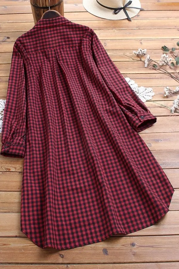 Half Sleeve Shirt Collar Midi Dress
