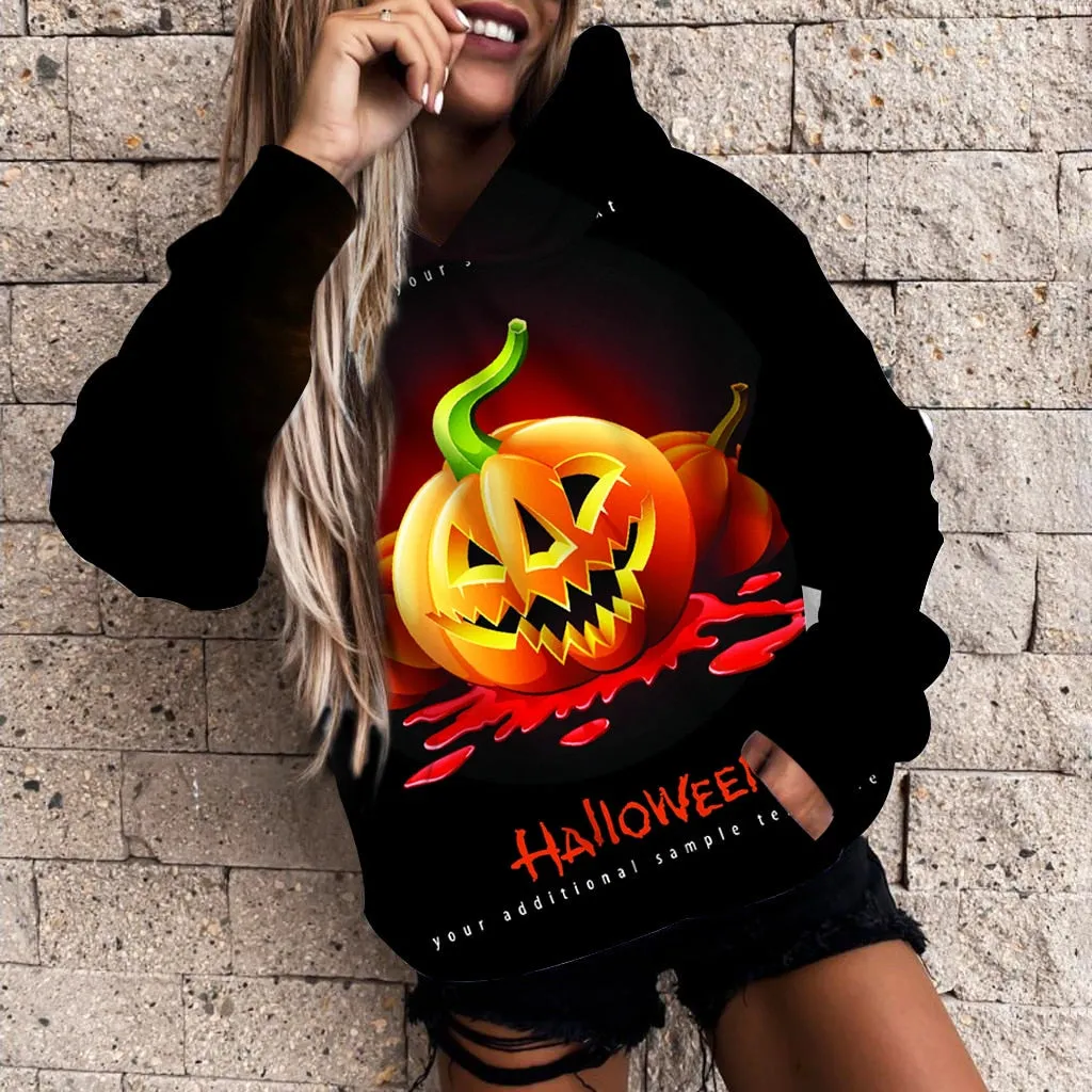 Halloween Hoodies Cool Cartoon Pumpkin 3D Print Pullover Sweatshirt Party Dress For Women And Children Tracksuit Winter Wear