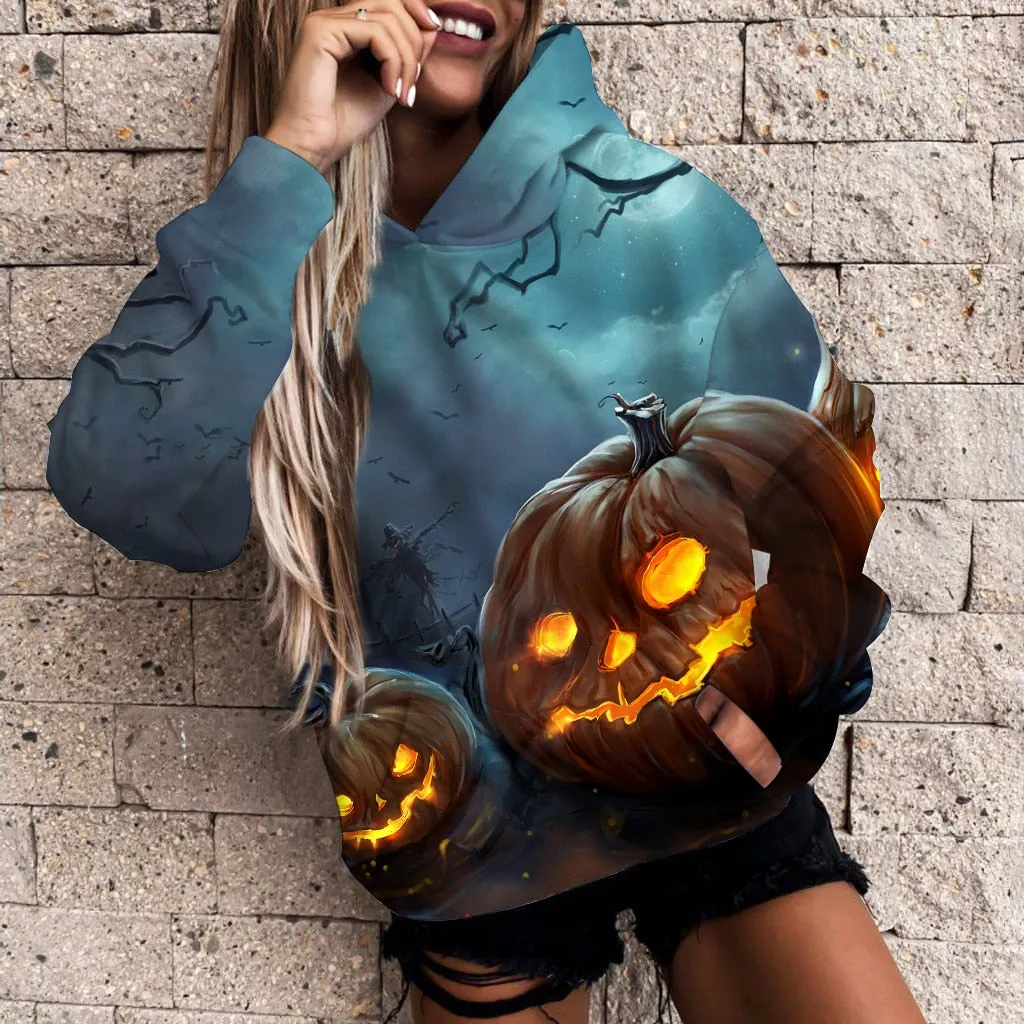Halloween Hoodies Cool Cartoon Pumpkin 3D Print Pullover Sweatshirt Party Dress For Women And Children Tracksuit Winter Wear
