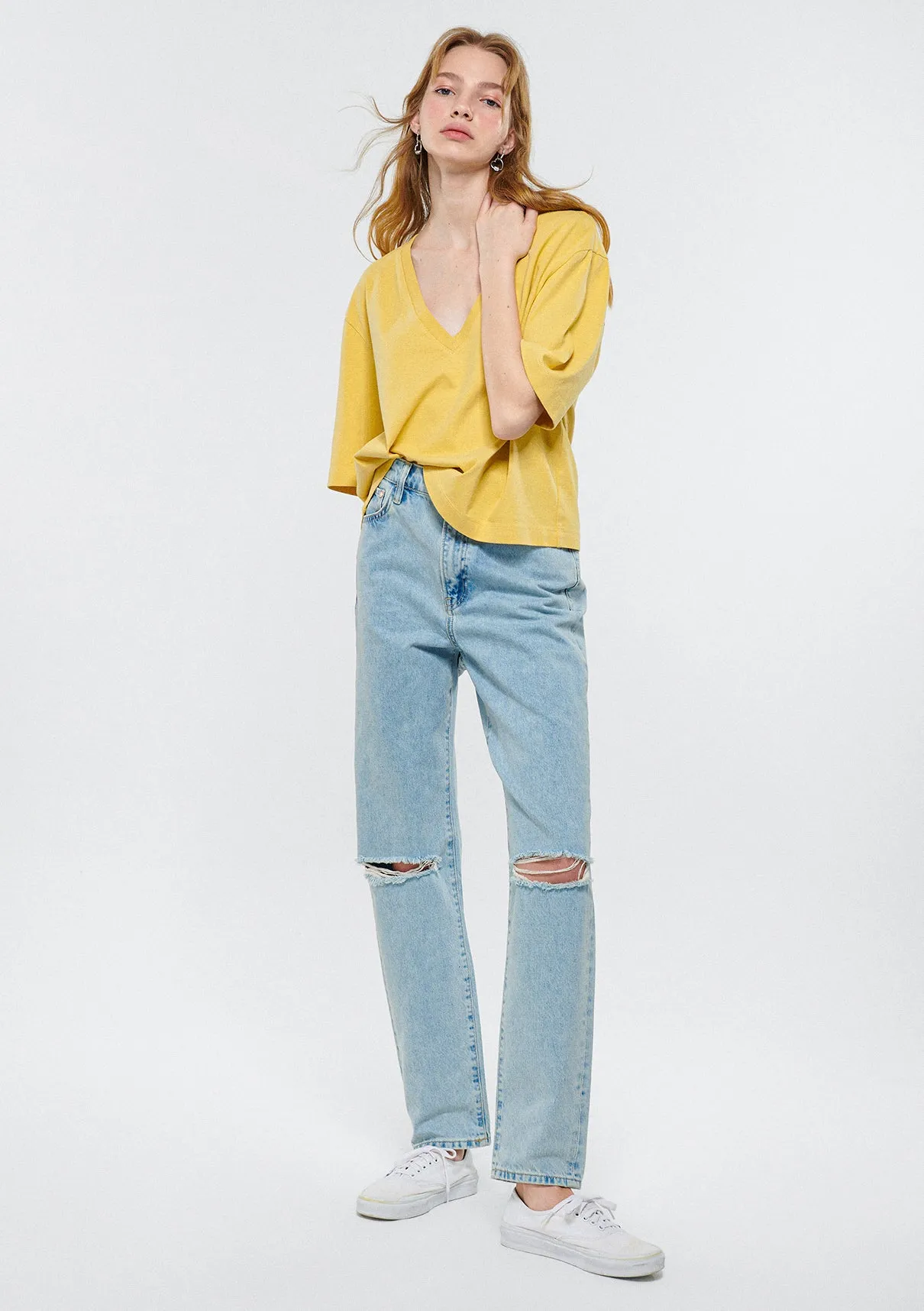 HAPPY Bleach Ripped Jean Pants