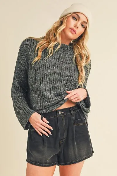 Hazel Blues® |  Aemi   Co Mock Neck Long Sleeve Sweater
