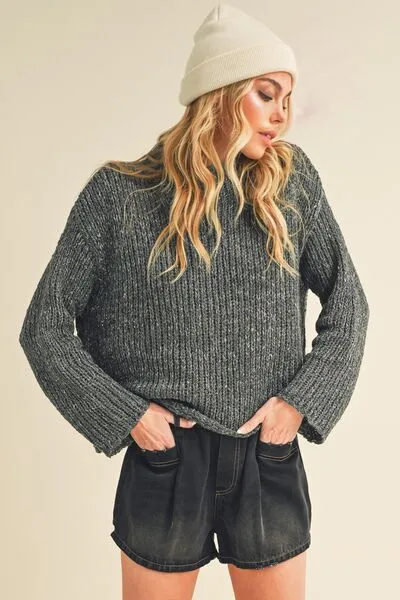 Hazel Blues® |  Aemi   Co Mock Neck Long Sleeve Sweater