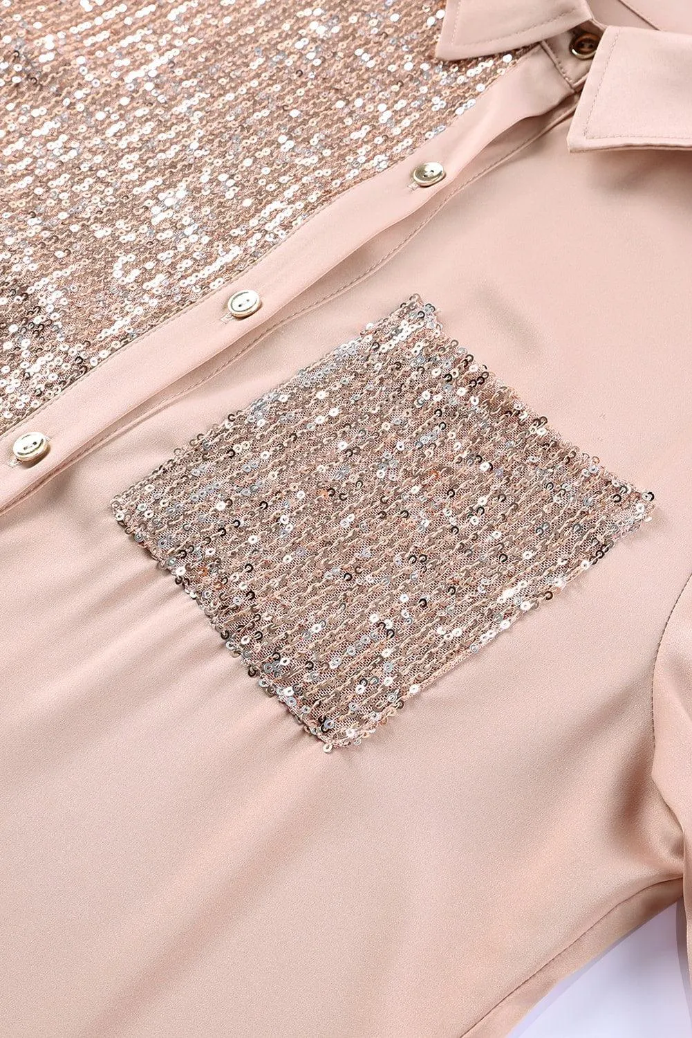 Hazel Blues® |  Sequin Button Front High-Low Shirt Dress