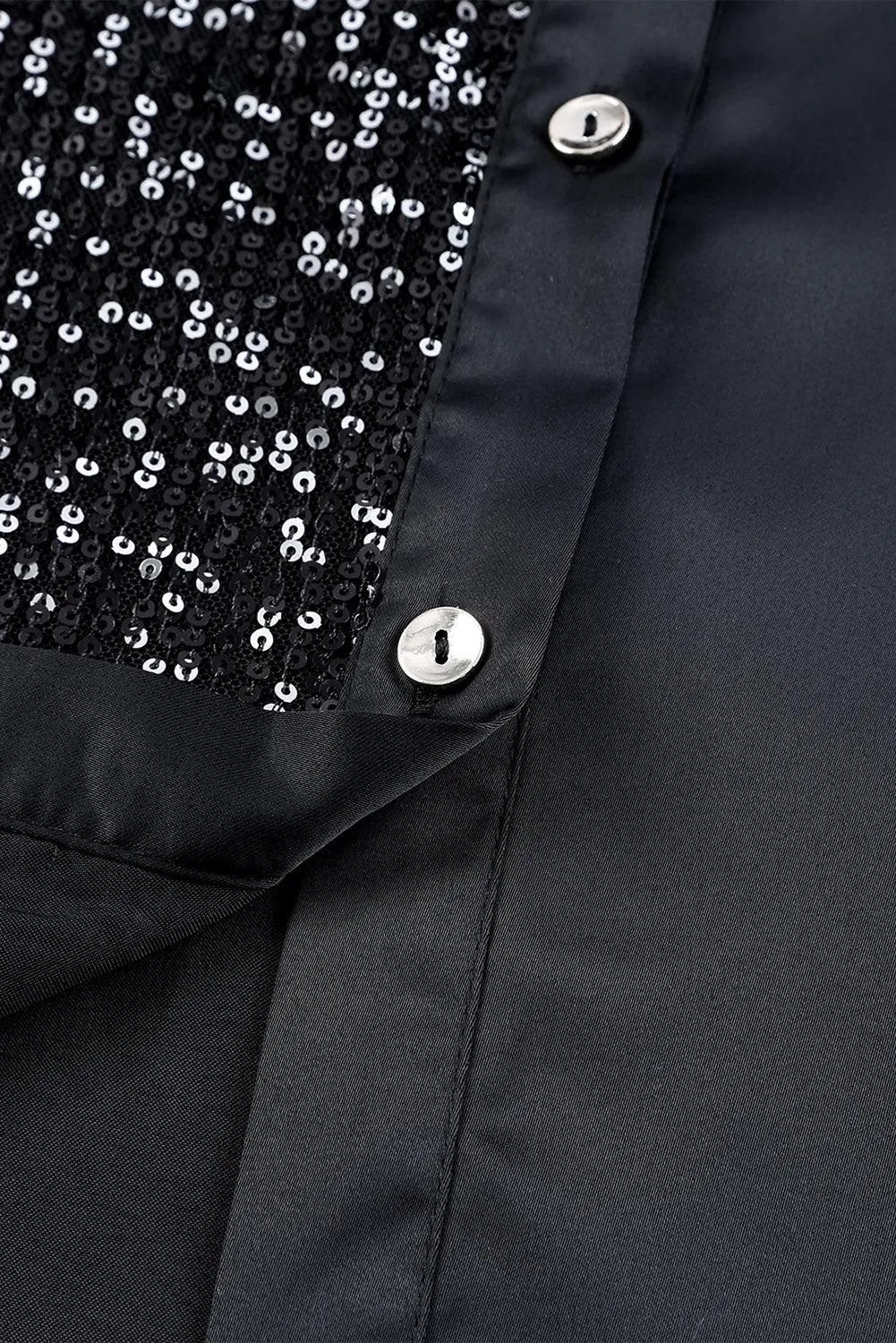 Hazel Blues® |  Sequin Button Front High-Low Shirt Dress