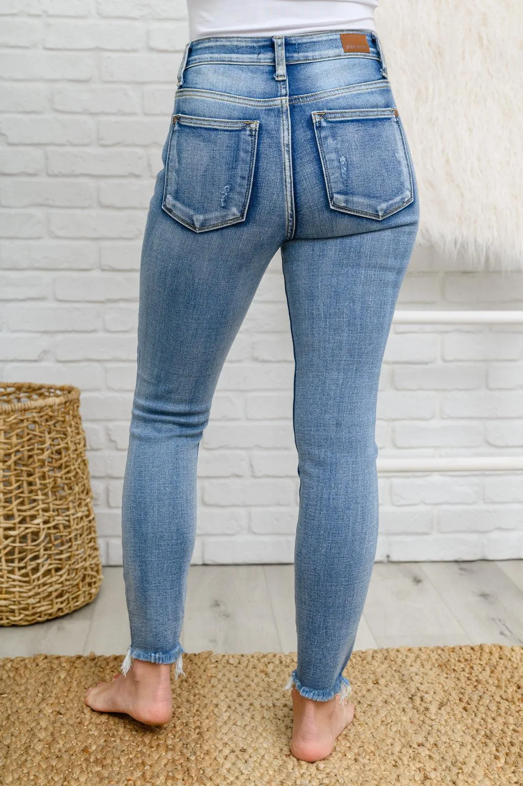 Hazel Blues® | Skye Destroyed Button Fly Skinny