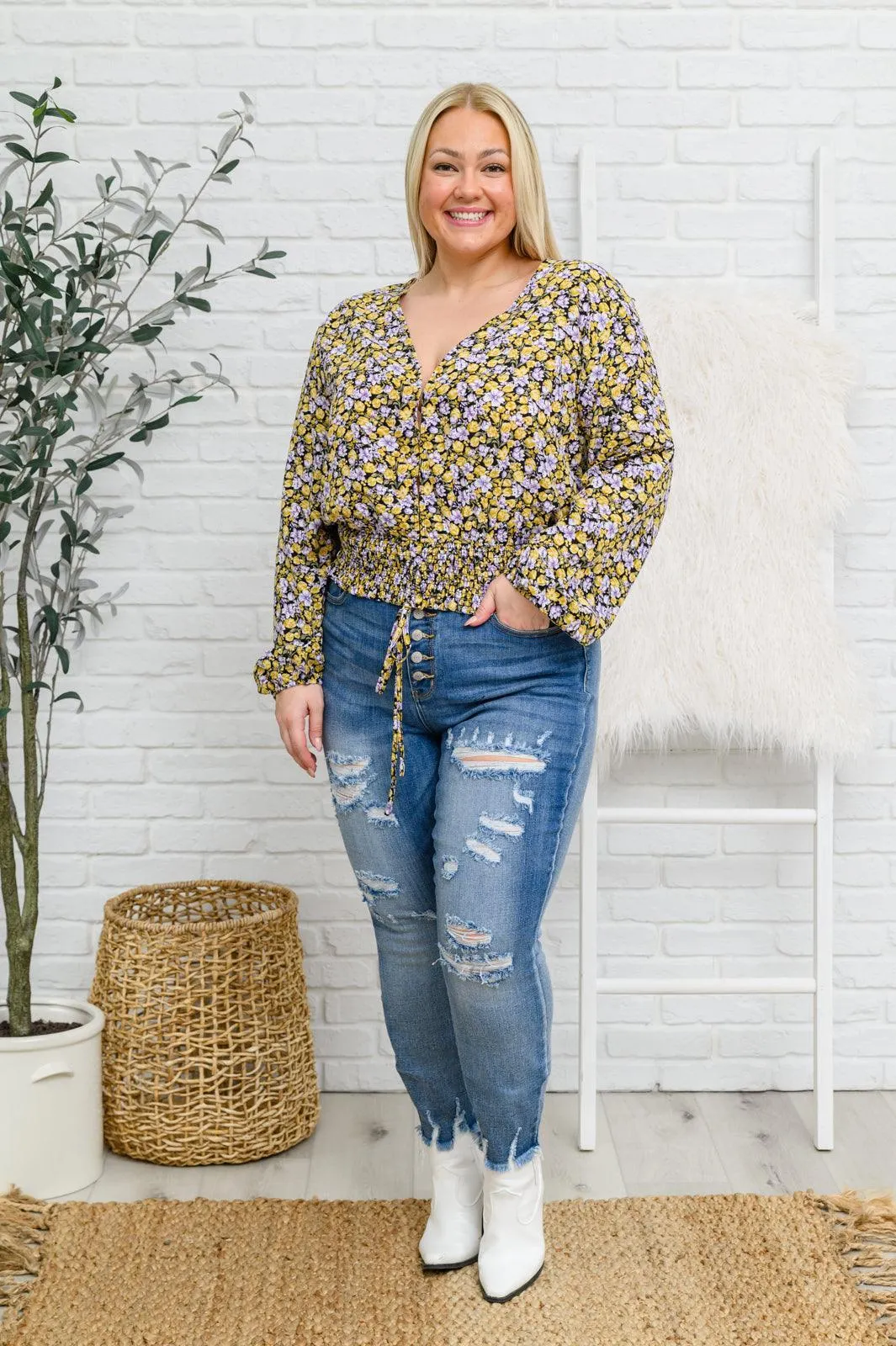 Hazel Blues® | Skye Destroyed Button Fly Skinny