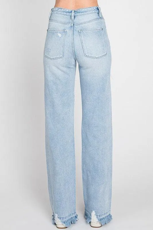 HEAVY DISTRESSED HIGH RISE RIGID VINTAGE FLARE
