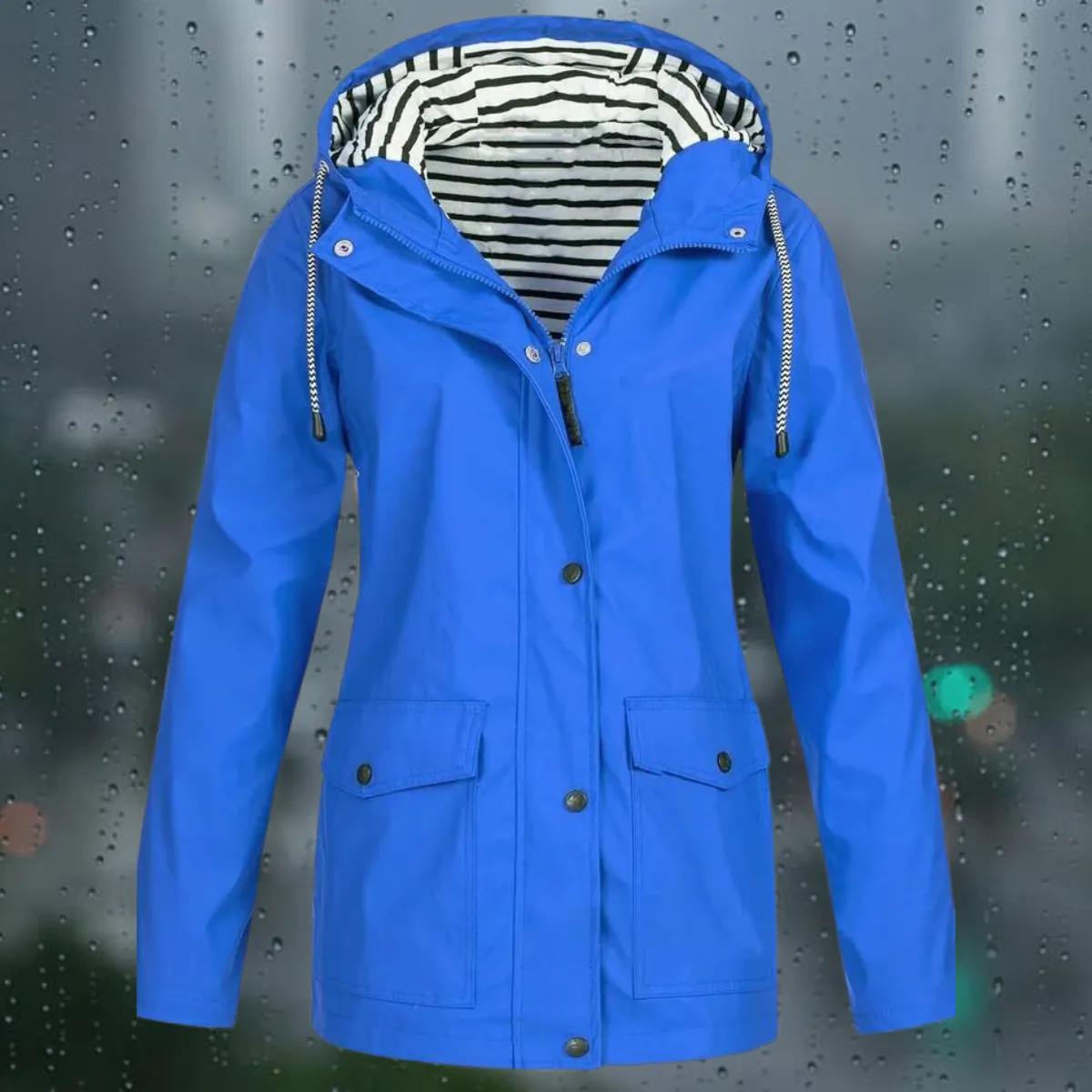 Hellee - Lässiger Langarmmantel mit Kapuze Windbreaker Trenchcoat