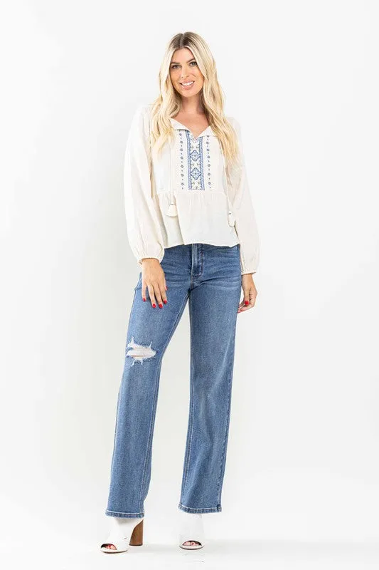 High Rise Tummy Control 90's Straight Leg Jeans -Judy Blue