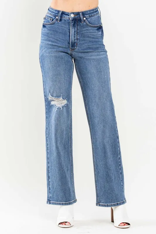 High Rise Tummy Control 90's Straight Leg Jeans -Judy Blue