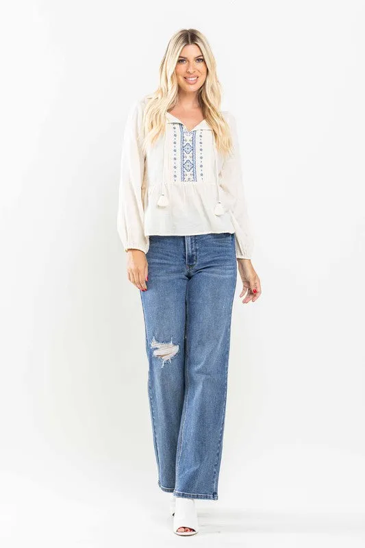 High Rise Tummy Control 90's Straight Leg Jeans -Judy Blue
