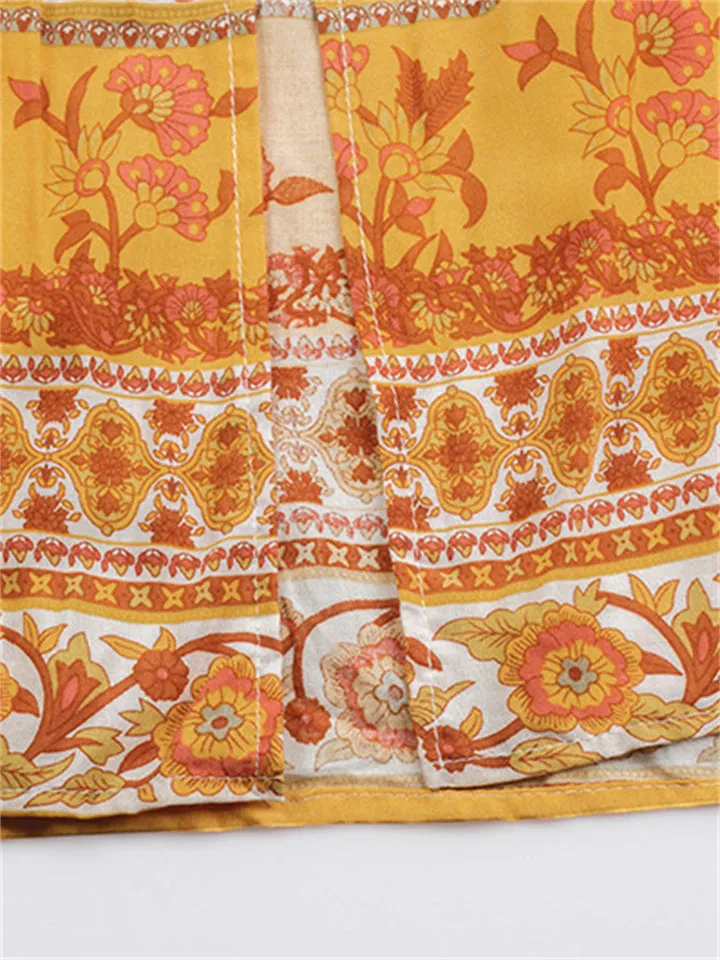 High Waist Casual Printed Split Long Skirts